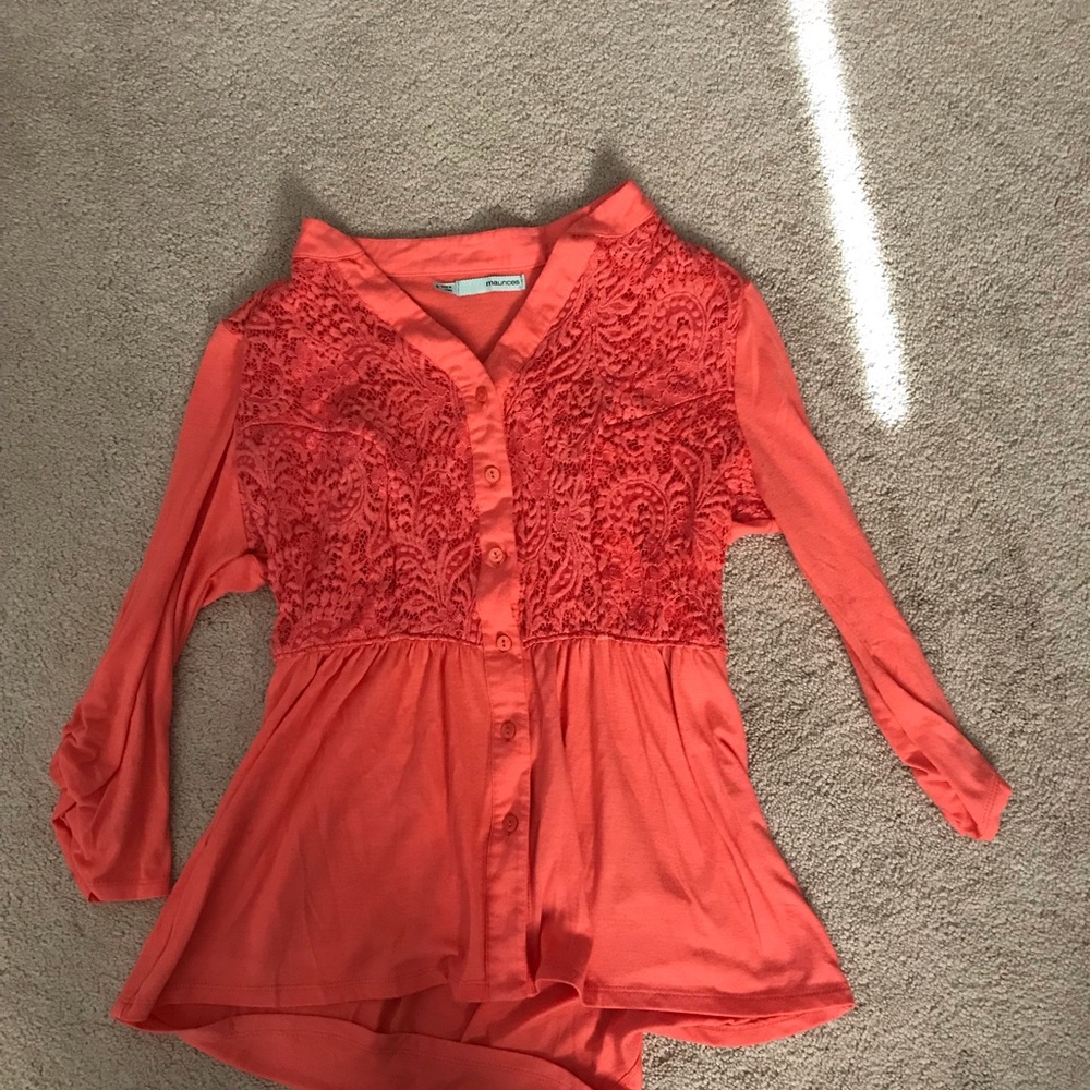 Maurices size small coral half sleeve shirt
